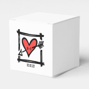 Ballotins Personnalisé Black & Red Love Heart Wedding Favor