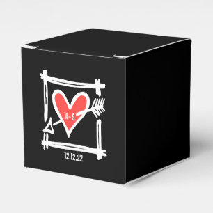 Ballotins Personnalisé Black & Red Love Heart Wedding Favor