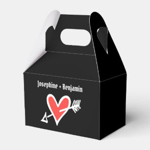 Ballotins Personnalisé Black & Red Love Heart Wedding Favor