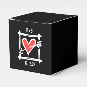 Ballotins Personnalisé Black & Red Love Heart Wedding Favor