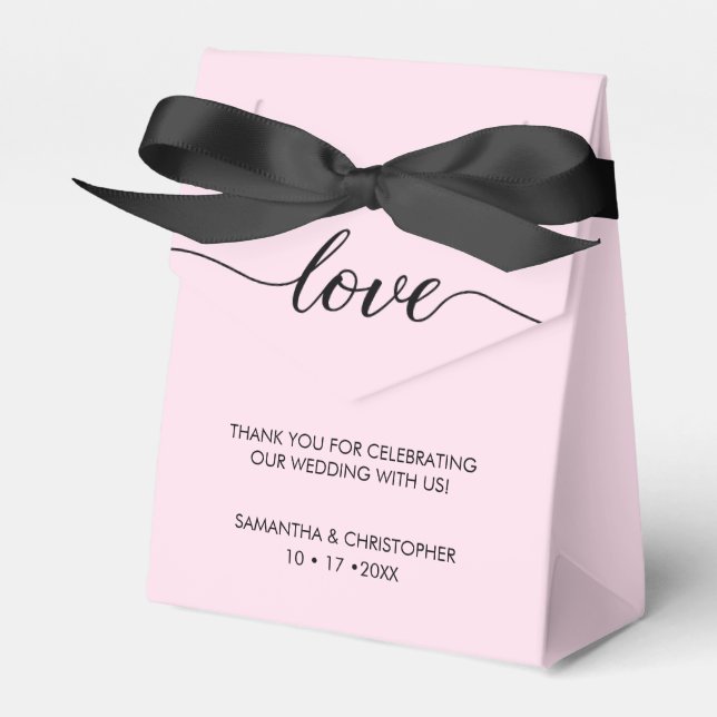 Ballotins Personnalisé Chic Love ScrIpt Mariage rose noir (Verso)