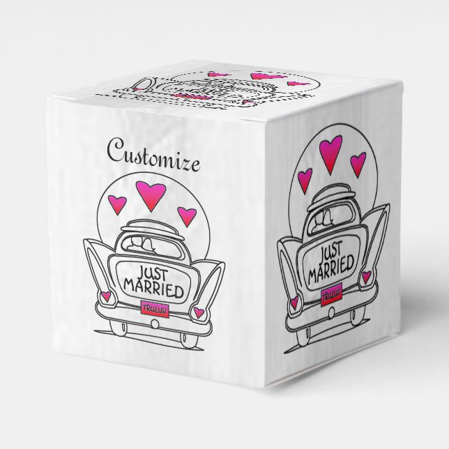 Ballotins Personnalisé Juste Marié Lune de miel Boîte à cube (Verso)
