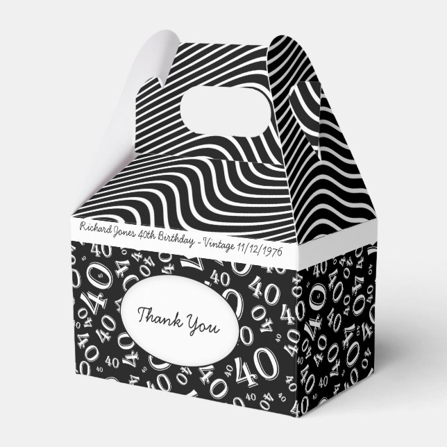 Ballotins Personnaliser : 40e anniversaire Thème noir et bla (Verso)