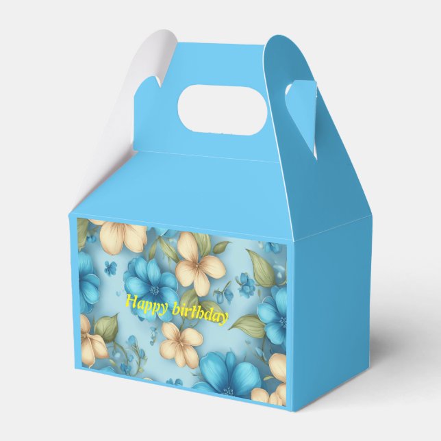 Ballotins petit anniversaire floral blanc et bleu (Verso)