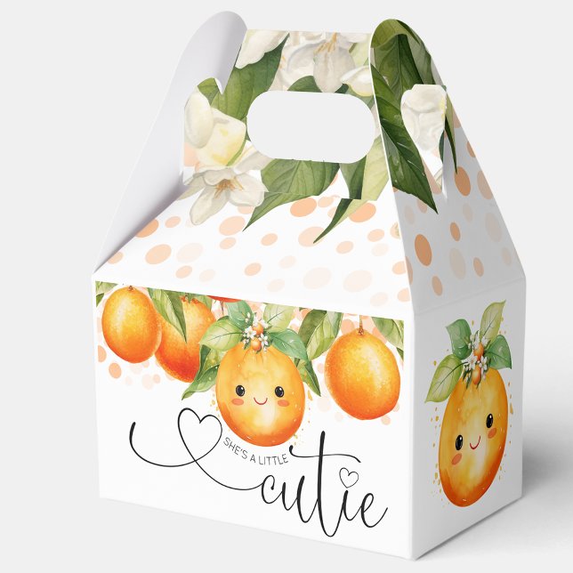 Ballotins Petit Baby shower de Citrus orange Cutie (Little cutie baby shower favor boxes with sweet little face. You can add text to personalize.)