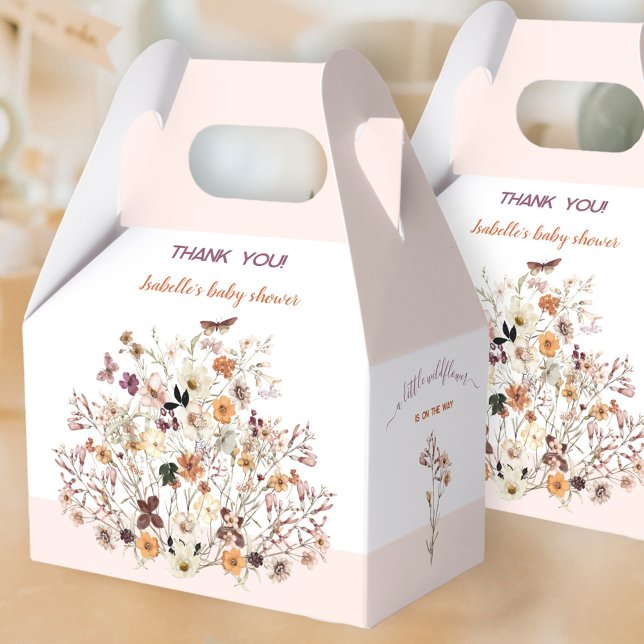 Ballotins Petit Baby shower Floral Rose Fleur sauvage fille (Little Wildflower Favor Box - You can choose from 3 sizes by clicking on the STYLE dropbox.)
