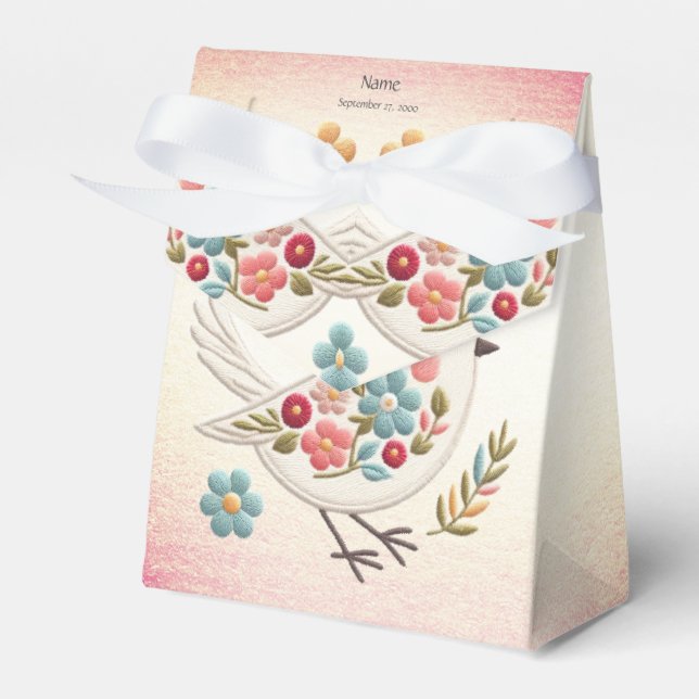 Ballotins Petit Ballotin floral d'oiseaux blancs (Verso)