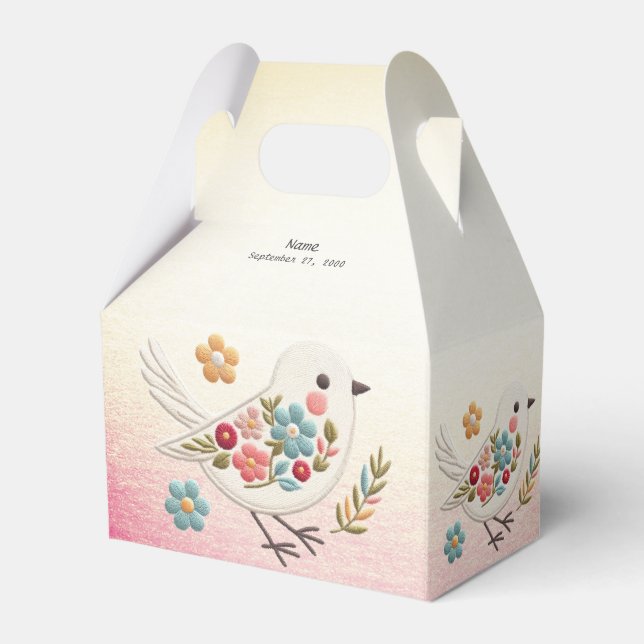 Ballotins Petit Ballotin floral d'oiseaux blancs (Verso)