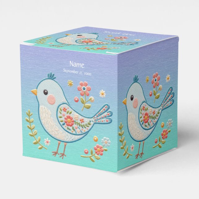 Ballotins Petit Ballotin floral d'oiseaux bleus (Verso)