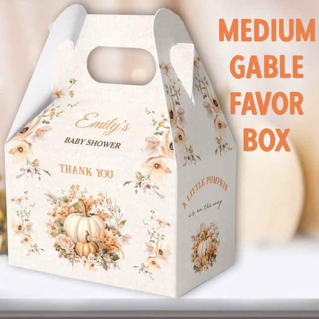 Ballotins Petit Citrouille Sur Le Chemin Baby shower Moyen G (Little Pumpkin Medium Gable Favor Boxes - You can choose from 3 sizes of these gable favor boxes)