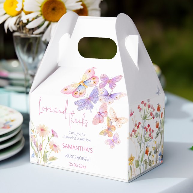 Ballotins Petit papillon fleurs sauvages de prairie baby sho (Little butterfly meadow wildflowers baby shower favor box butterfly baby shower favors)