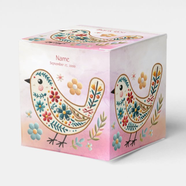 Ballotins Petite Ballotin rose fleuri d'oiseaux (Verso)
