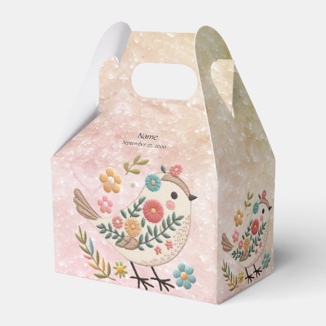 Ballotins Petites fleurs Feuilles d'oiseaux Ballotin rose (Verso)