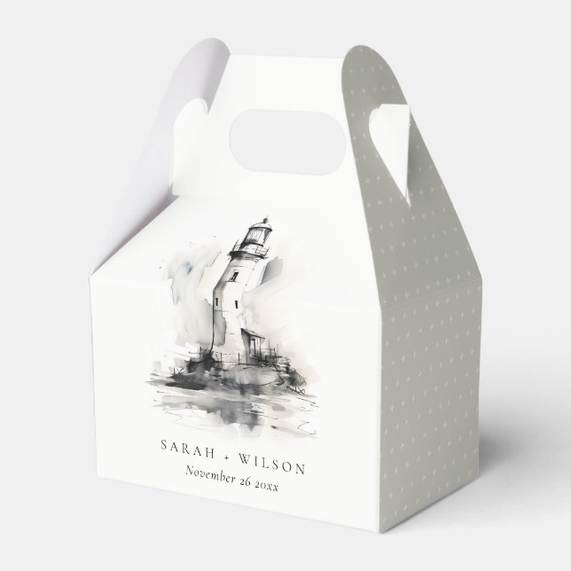 Ballotins Phare noir et blanc croquis nautique de mariage (Verso)