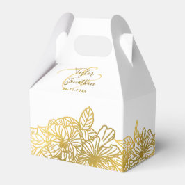 Ballotins Photo personnalisée Fleurs d'or blanc Mariage chic