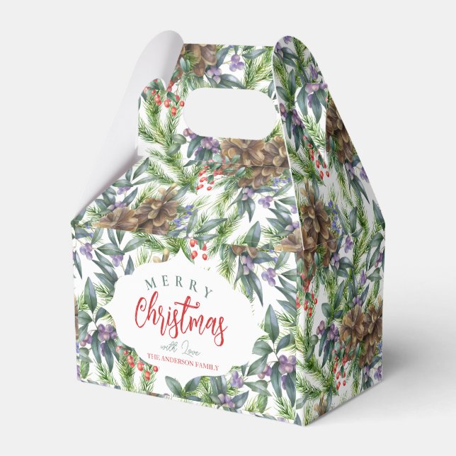 Ballotins Pine cônes motif Joyeux Noël fleuri (Verso)