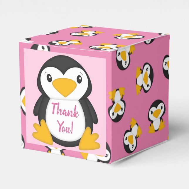 Ballotins Pingouin Baby shower fille rose (Verso)