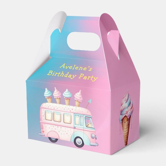 Ballotins Pink Blue Ice Cream Camion fête d'anniversaire (Verso)
