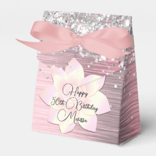 Ballotins Pink Blush Élégant Lotus Flower Glittery Anniversa