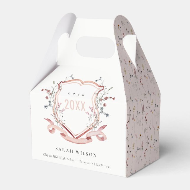 Ballotins Pink Blush Fleur sauvage Aquarelle Crest Graduatio (Verso)