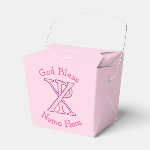 Ballotins Pink Christian Chi Ro Cross Nom et God Bless