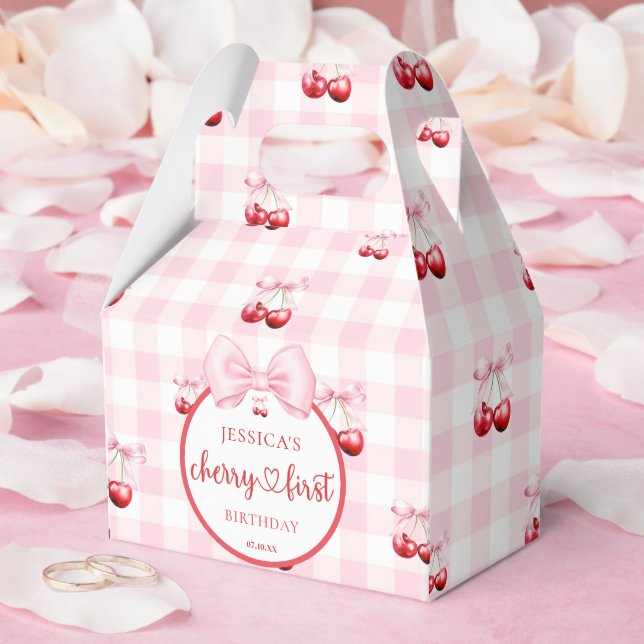 Ballotins Pink Coquette Bow Cherry First Birthday Party (Mariage)