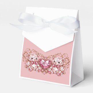 Ballotins Pink Crystal Teddy Bears with Gem Heart