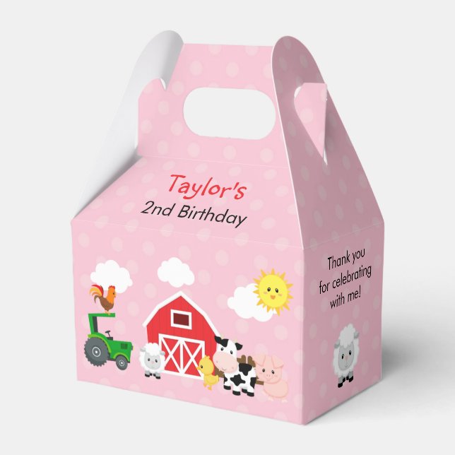 Ballotins Pink Farm Barnyard Girls Anniversaire Gable Ballot (Verso)