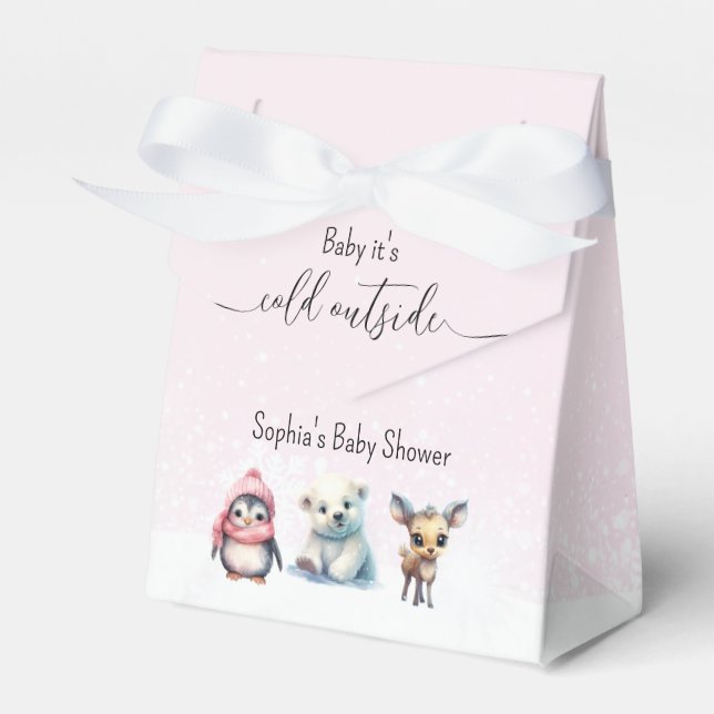 Ballotins Pink hiver froid à l'extérieur Baby shower fille (Verso)
