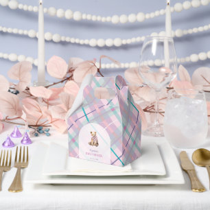 Ballotins Pink & Lavender Plaid Teddy Bear Girl Baby shower