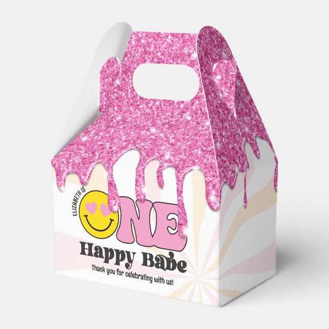 Ballotins Pink Orange Retro One Happy Babe 1er anniversaire (Verso)
