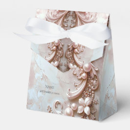 Ballotins Pink Ornate Pearl and Floral Favor Box
