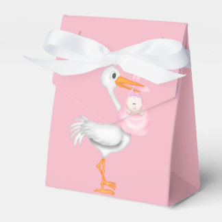 Ballotins Pink Stork Baby Shower Favor Box