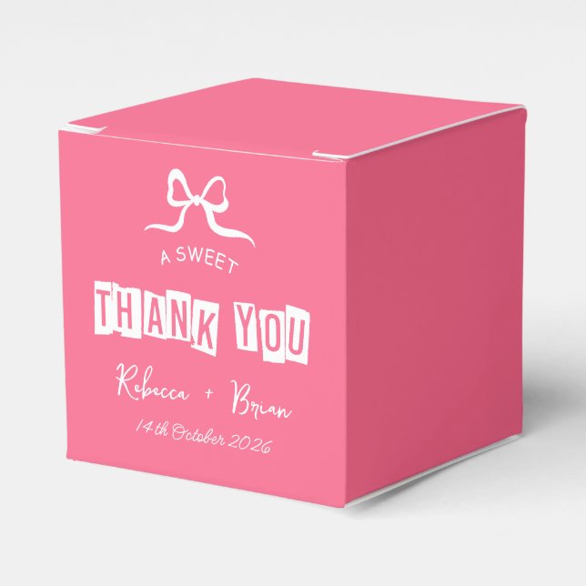 Ballotins Pink & White Hand Drawn Bow Sketch Wedding (Verso)