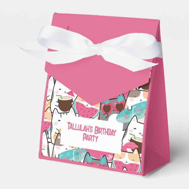 Ballotins Piscine de chats rose Kawaii fête d'anniversaire (Verso)