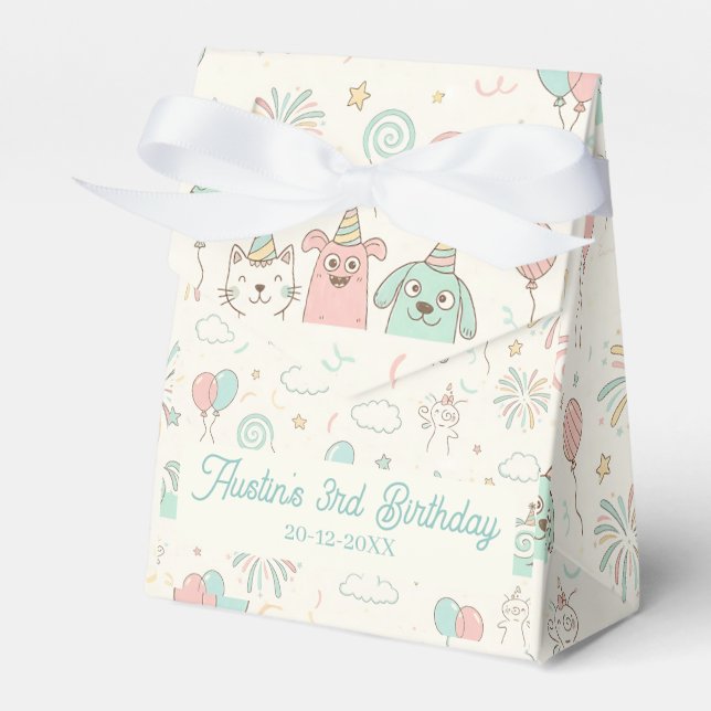 Ballotins Playful Sweet and Three Kids Birthday Favor Box (Verso)