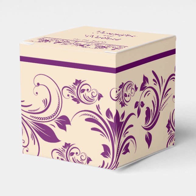 Ballotins Plum et Champagne Scroll Boîte de Faveur de mariag (Verso)