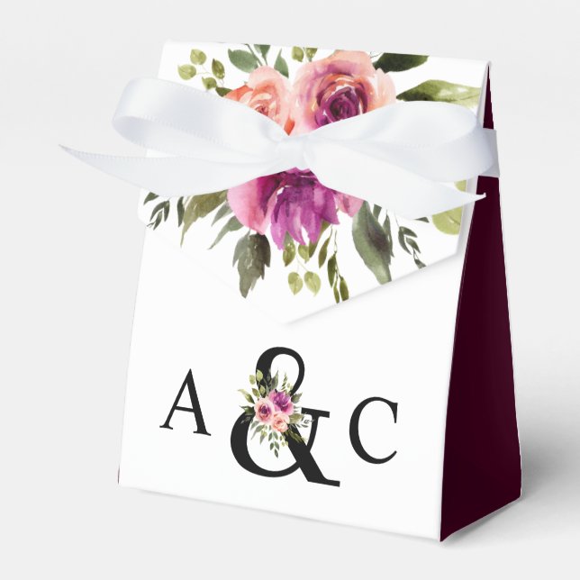 Ballotins Plum rose et noir d'espere florale moderne (Verso)
