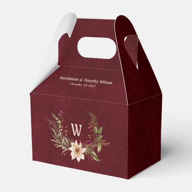 Ballotins Poinsettia & Berries Mariage Rouge foncé (Verso)