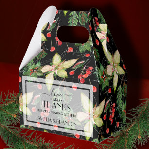 Ballotins Poinsettias de Noël et baies en noir