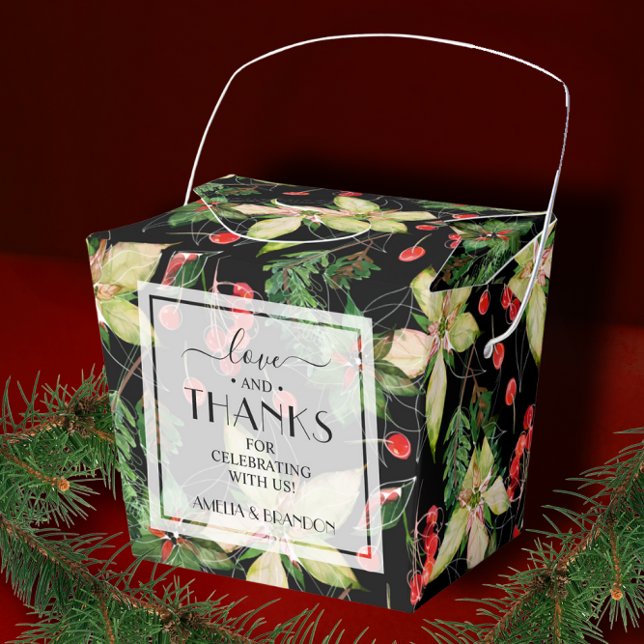 Ballotins Poinsettias et baies sur Noël noir (Créateur téléchargé)