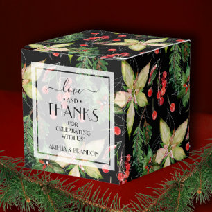 Ballotins Poinsettias et Baies sur Noël Noir