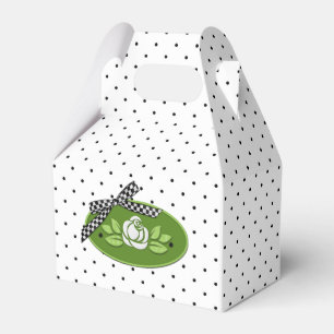 Ballotins Polka Dot Rose White Gable Party Favor Box