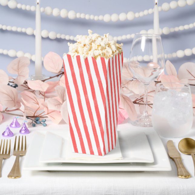 Ballotins Popcorn à l'aquarelle Rayure rouge (Mariage)