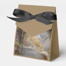 Porte dorée céleste élégante, texte doré