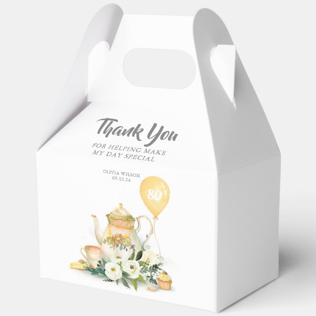 Ballotins Pot de thé et Fleurs Jaunes Élégant Merci (Recto)