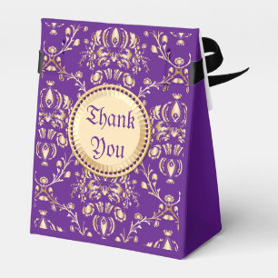 Ballotins Pourpre décoré d'un monogramme d'or de damassé