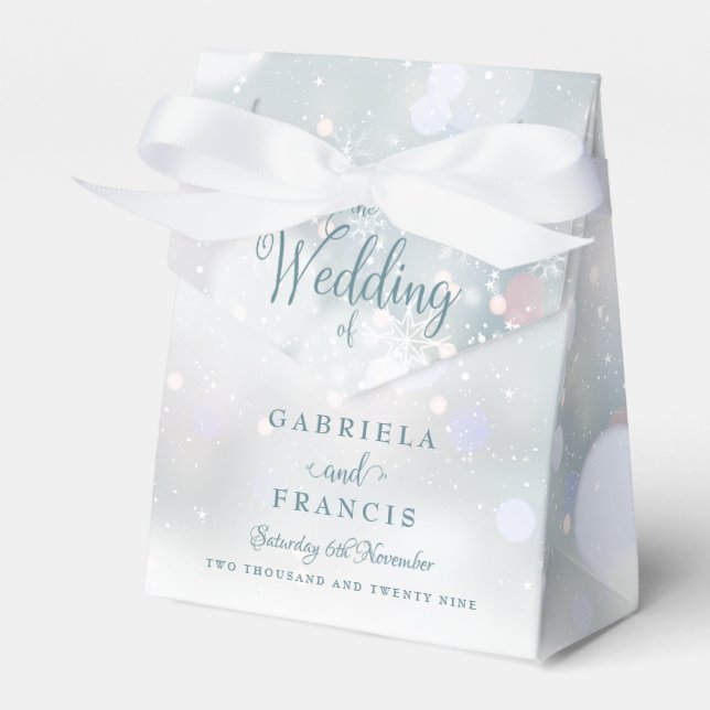 Ballotins Premier Snowflakes hiver Boîte de mariage Favor (Verso)