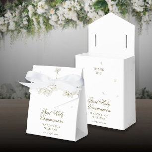 Ballotins Première communion blanche Fleur florale