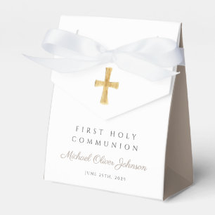 Ballotins Première communion religieuse Cross Boy Taupe